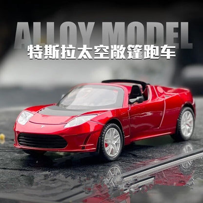 1:24 Tesla Roadster Cabrio Druckguss Modell Auto Sound und Licht Kinder Spielzeug Geschenk-