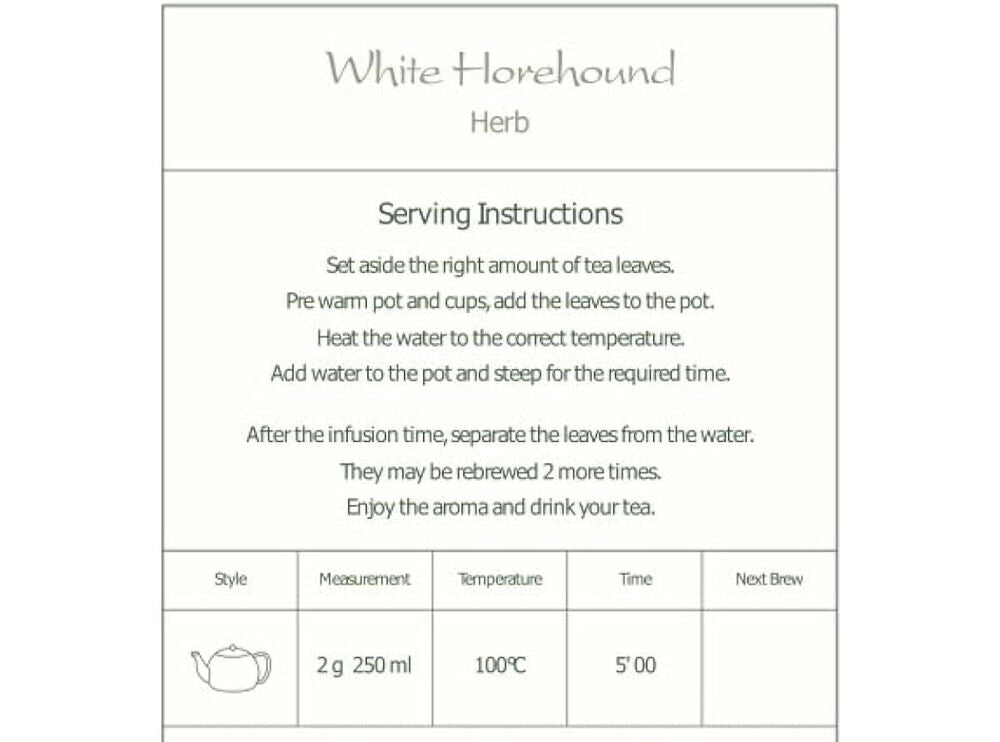 Horehound Leaf Tea Herb - White Horehound Leaves 100g