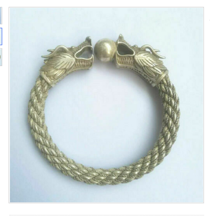 Rare Collectible Antique Tibet Silver Bangle Handwork Auspicious Dragon Bracelet