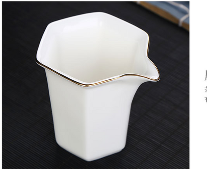 Hand covered bowl tea cup pure white fat jade porcelain gift box set