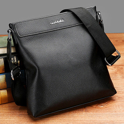 100% Genuine Leather Men's Litchi Sling Shoulder Messenger Bag 10" Business Bag