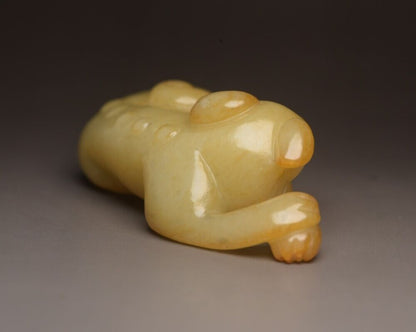 Collection Chinese Natural Hetian Jade Carved Exquisite Dog Statue Figurine Art