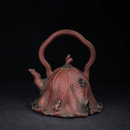 Chinese Yixing Zisha Clay Handmade Exquisite Teapot （荷叶 底款：汪寅仙）