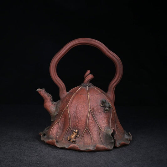 Chinese Yixing Zisha Clay Handmade Exquisite Teapot （荷叶 底款：汪寅仙）