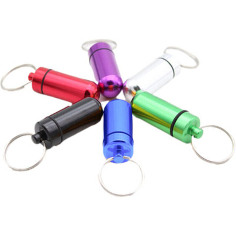 Cache Holder Keychain Box Health Care Waterproof Metal Pill Box