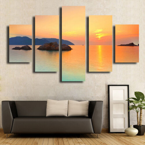 5 Pieces Canvas Wall Art Poster and Print Living Room Sunset No Framed
