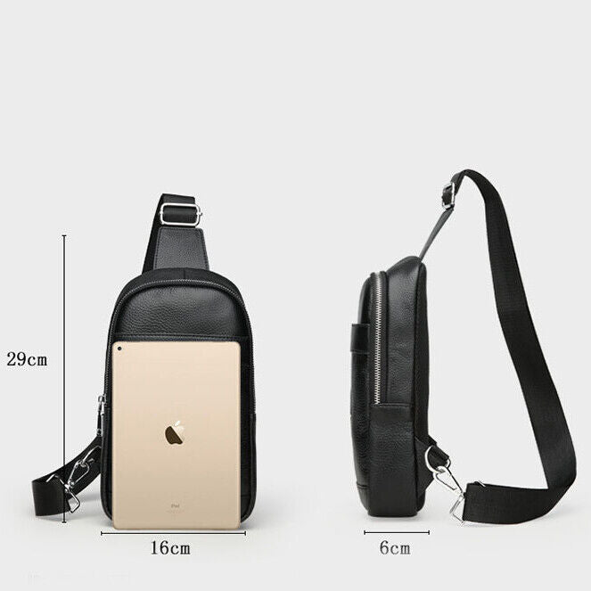 Men's Sling Backpack,100% Genuine Leather Chest bag Crossbody Bag Shoulder Bag