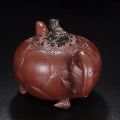 Vintage Chinese Yixing Purple Clay Teapot Zisha Ceramic Nice Frog Lotus Teaware