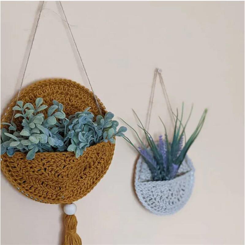 Air Plant Holder Cotton Hand Weaving Multicolor Macrame Bohemian Planter 10-15cm
