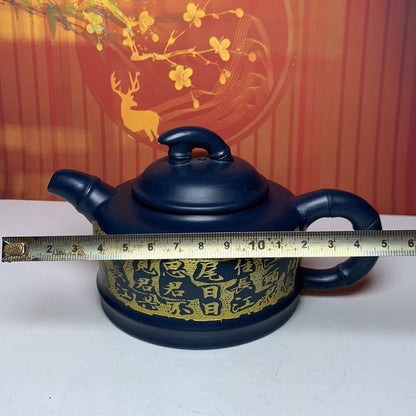 Vintage Chinese Yixing Purple Clay Teapot Zisha Ceremony Fashion Bamboo Teaware