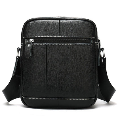 100% Genuine Leather Men's Black Sling Shoulder/Messenger Bag 8" Zipper Bags