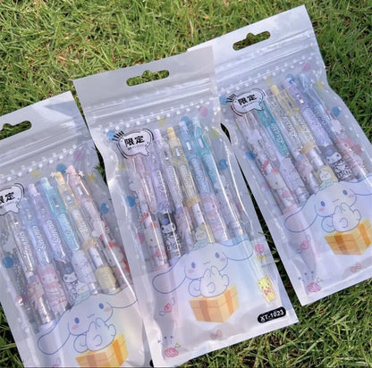 6PCS Hello Kitty Pens Manual Account Push Pen Limited Kulomi Neutral Pen