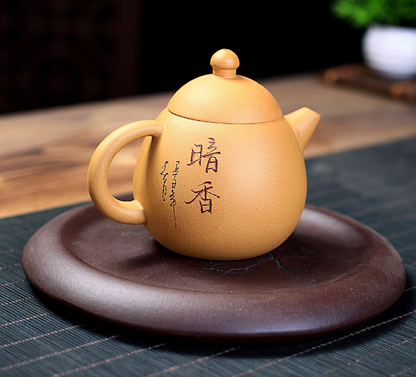 Yixing zishahu raw ore gold section mud plum blossom dragon egg handmade teapot