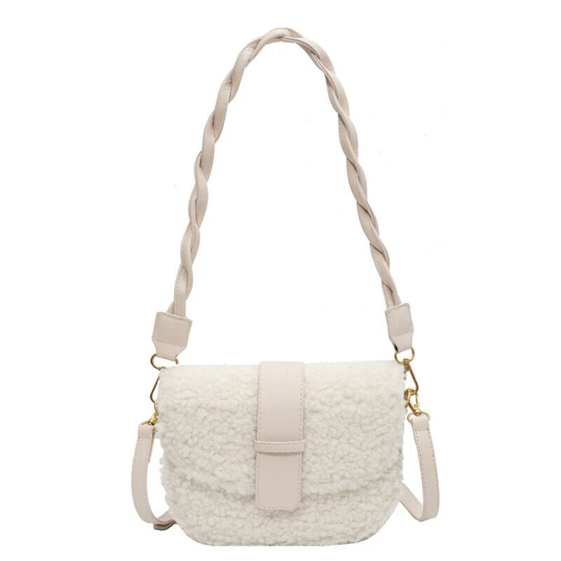 Women's Shoulder Bag Messenger Weave Strap Bag Plush Bag Women's Handbag