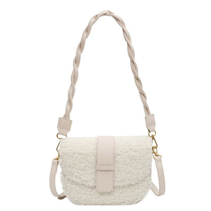 Women's Shoulder Bag Messenger Weave Strap Bag Plush Bag Women's Handbag