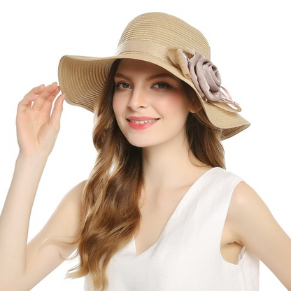 Yarn Hat Women Big Bow Feather Flower Sun Protect Hat Elegant Wedding Sea Beach
