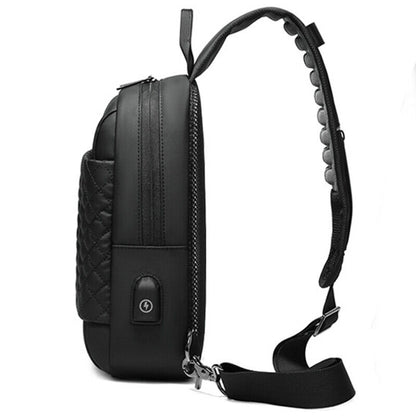 Men's Sling Backpack Oxford cloth Waterproof Crossbody Bag USB Port Sport Bags