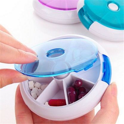 7 Day Medicine Pill Holder 1Pc Weekly Rotating Pill Box Travel Pill Dispenser