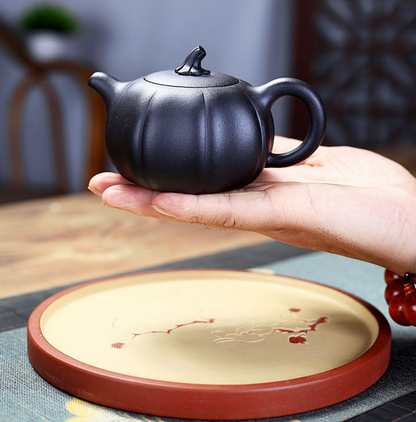 Yixing purple clay pot manual raw ore bionic manual pumpkin Pot Teapot Tea Set