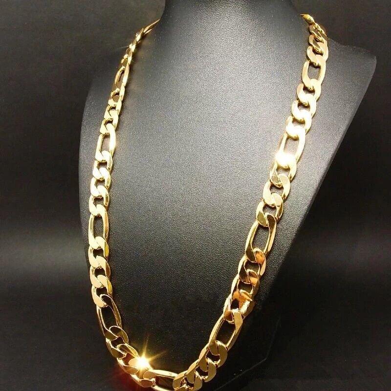 Cadenas De Acero Inoxidable ® Figaro Ita En Oro 14k Para Hombres Eslabón Cubana