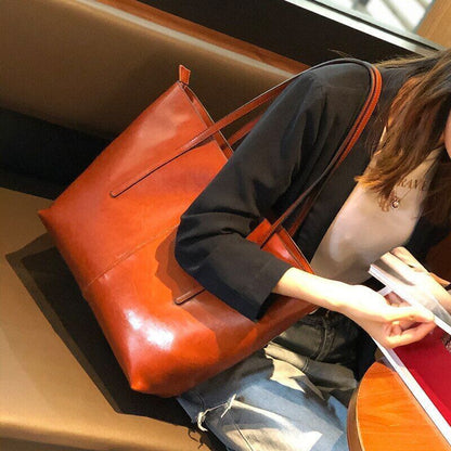 Genuine Leather Handbag Women Office Female Tote Big Shoulder Bags