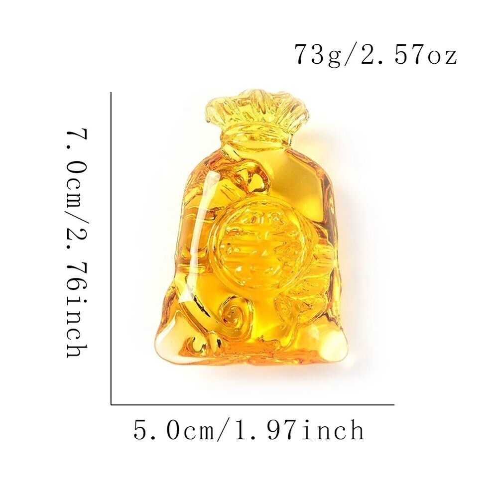 Citrine Money Bag Figurines Glass Crystal Crafts Lucky Feng Shui Ornaments 5x7cm