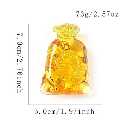 Citrine Money Bag Figurines Glass Crystal Crafts Lucky Feng Shui Ornaments 5x7cm