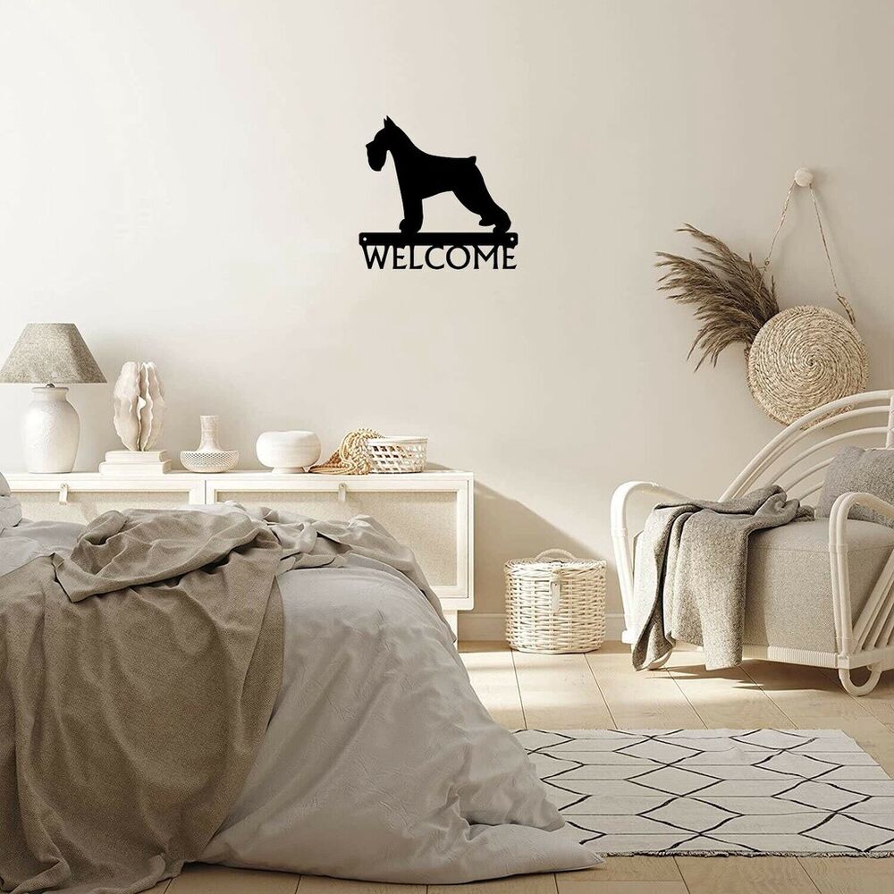 Welcome Sign Metal Wall Stickers Shape Decoration Artwork- Miniature Schnauzer