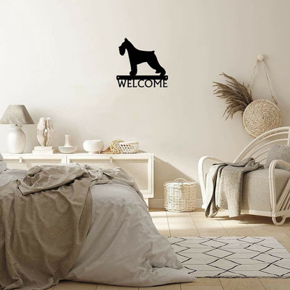 Welcome Sign Metal Wall Stickers Shape Decoration Artwork- Miniature Schnauzer