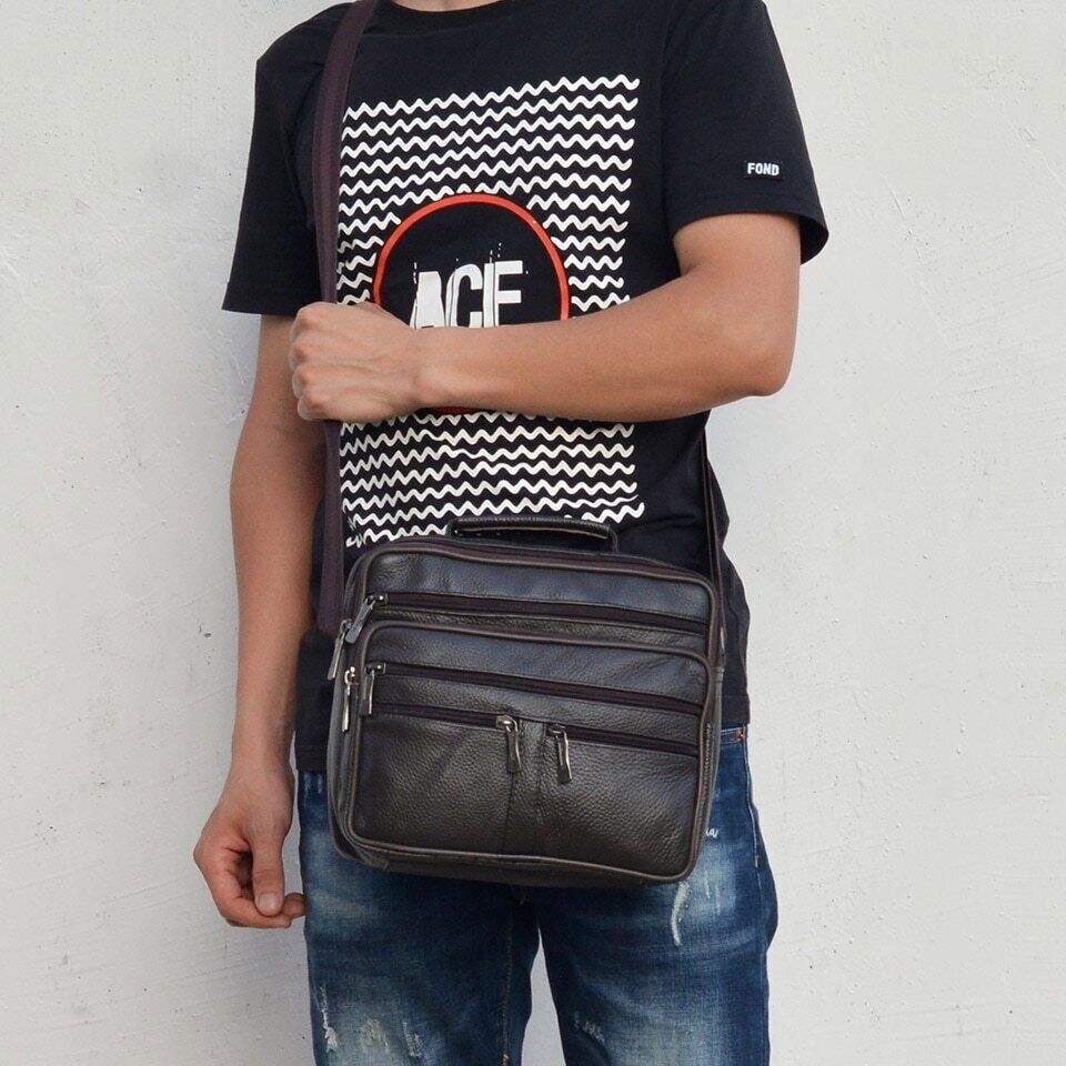 Men Genuine Leather Shoulder Bag Leather Handbags Men's Bag Travel Bag Tote