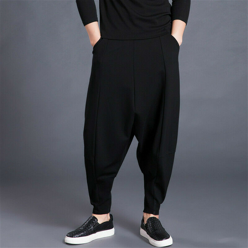 Women Men Drop Crotch Pants Baggy Harem Style Trousers Hippie Elastic Waist