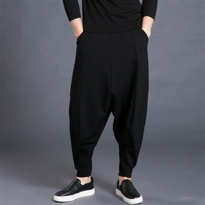 Women Men Drop Crotch Pants Baggy Harem Style Trousers Hippie Elastic Waist