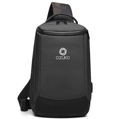 Men's Sling Backpack Oxford cloth Waterproof Crossbody Shoulder Bag USB Port