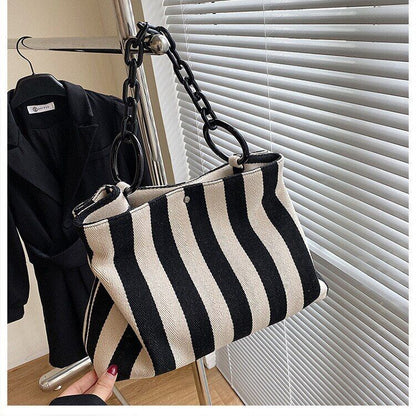 Women Handbag Thick Chain Shoulder Bags Female Shopping Bag Canvas Totes