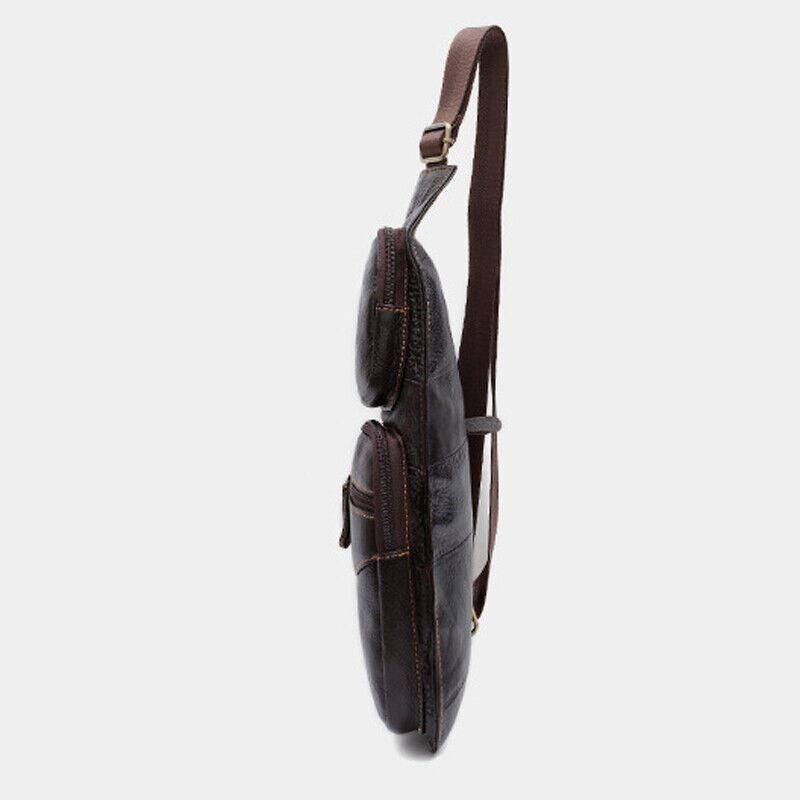 100% Genuine Leather Men's Crossbody Bag Shoulder Bags Sling Backpack for Hiking