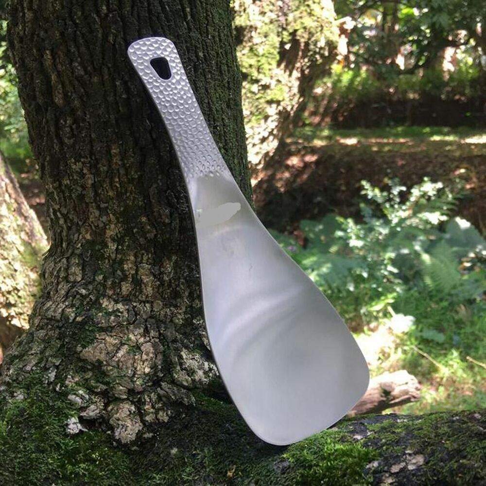 Rice Spoon Outdoor Titanium Cooking Shovel Flat Home Kitchen Paddle Silver Gray