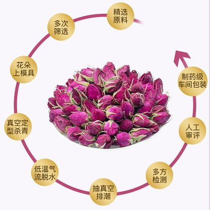 艺福堂 法兰西胎玫瑰花茶80g/罐 Rose Chrysanthemum Buds Chinese Herbal Tea 花草茶 特级干花泡茶花冠无硫熏