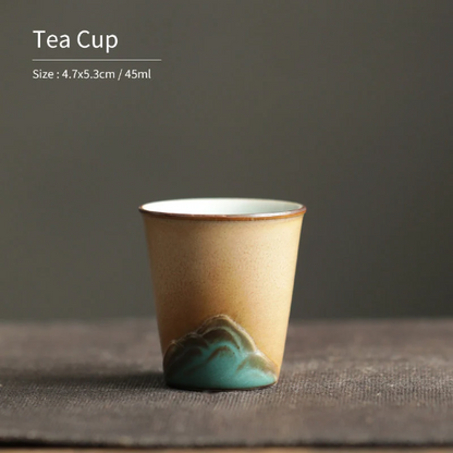 Green Mountain Ceramic Teacup Chinese Kung Fu Cup of Tea