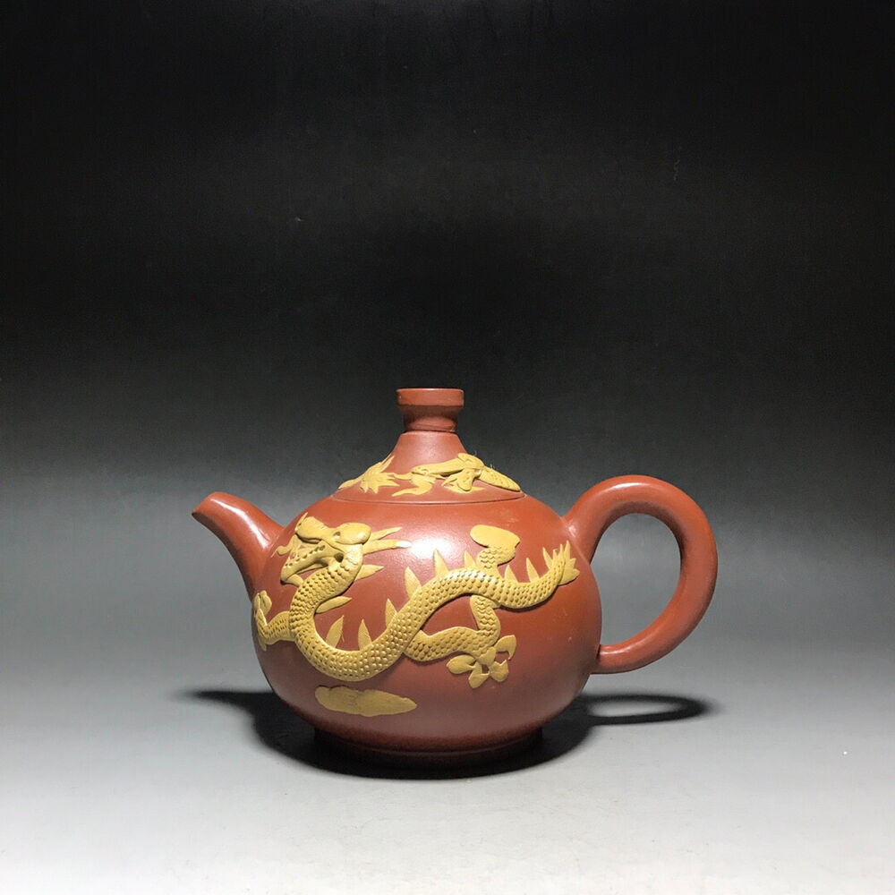 Chinese Yixing Zisha Clay Handmade Exquisite Teapot（双色堆龙 底款：顾景舟）