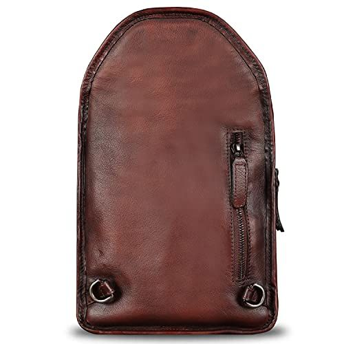 IVTG Genuine Leather Sling Bag for Men Vintage Crossbody Medium, Coffee