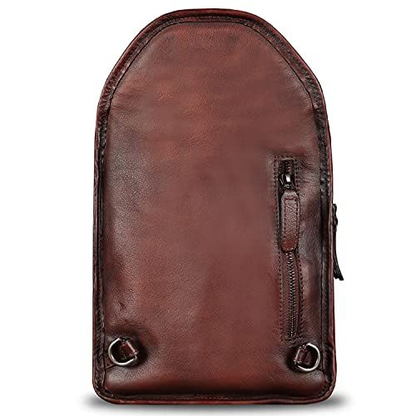 IVTG Genuine Leather Sling Bag for Men Vintage Crossbody Medium, Coffee