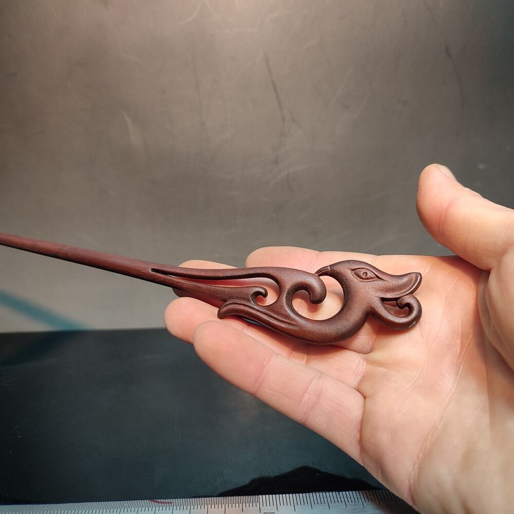 Chinese Boxwood Wooden Carved phoenix bird Hairpin Hair Accessories woman decor