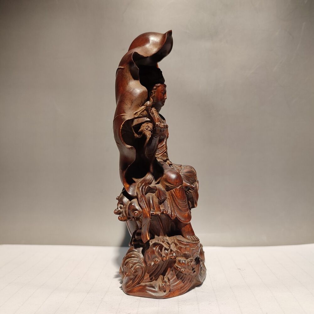 wooden meditation fortune praying kwan yin guanyin quan statues wood sculpture