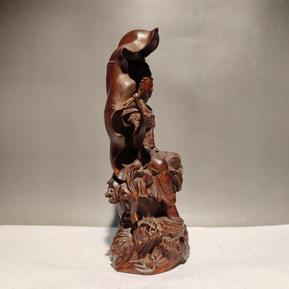 wooden meditation fortune praying kwan yin guanyin quan statues wood sculpture