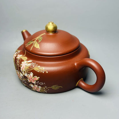 Vintage Chinese Yixing Purple Clay Teapot Zisha Ceramic Painted Tea Set Nice Art