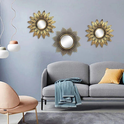 Hanging Ornaments 3Pcs INS Nordic Sunflower Mirrors Bathroom Home Art Craft 25cm