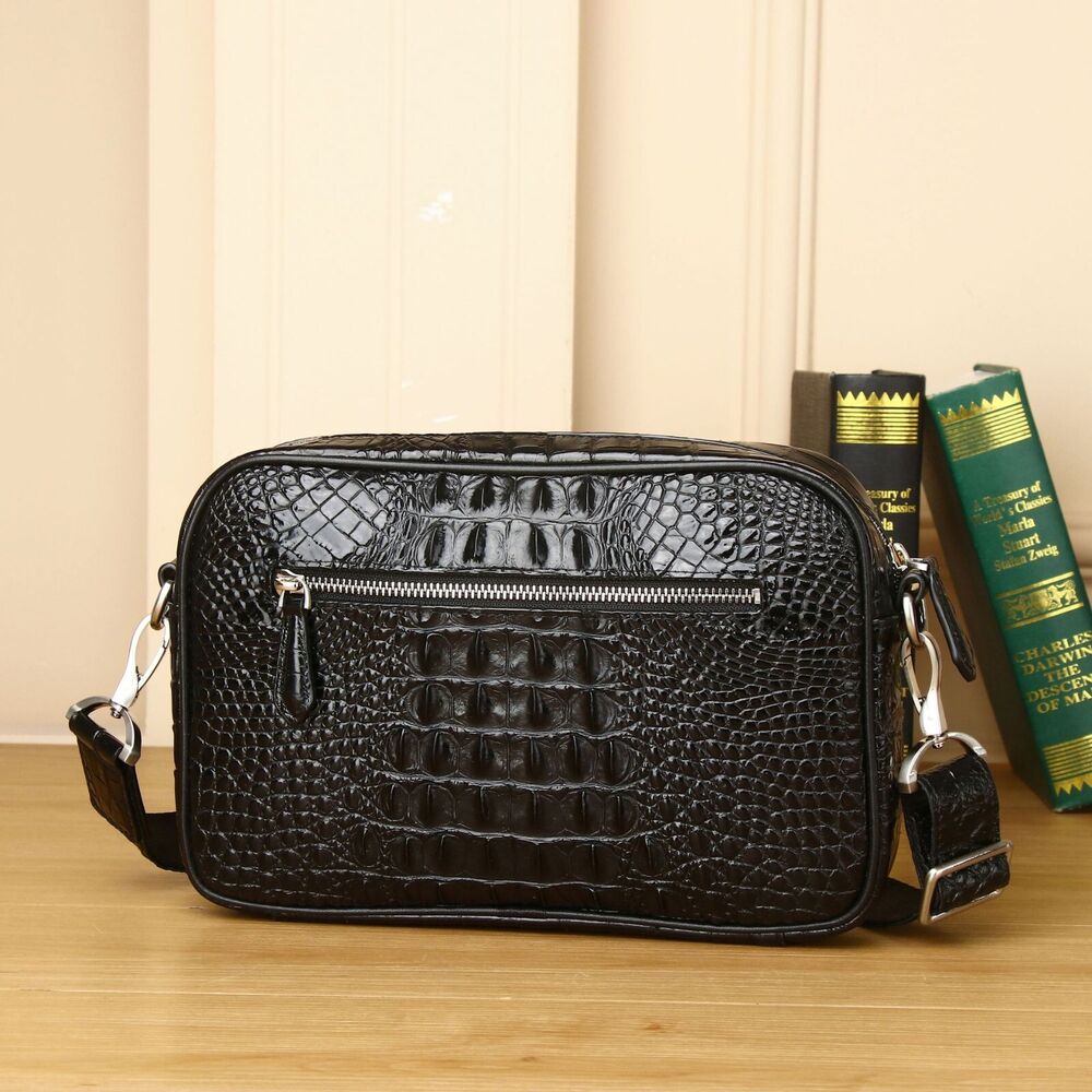 100% Real Leather Shoulder Bag, Designer Crocodile Crossbody Bag Sling Bags