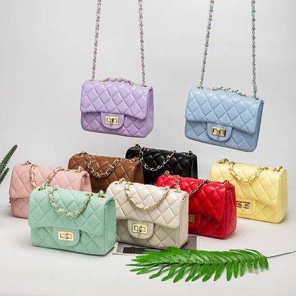 Women's Ladies Diamond Pattern Plaid Leather Messenger Shoulder Bag Small Bags