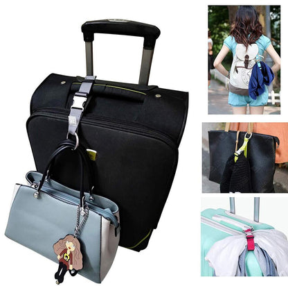 2PCS Add a Bag Luggage Strap Jacket Gripper,Heavy Duty 11 inches, Black/Blue