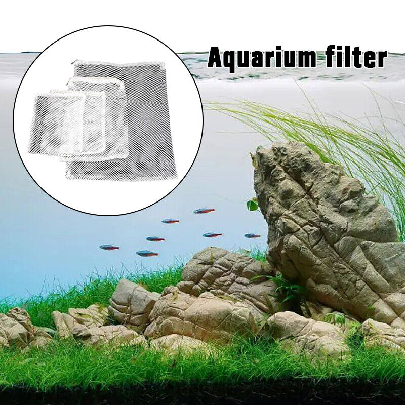 5X Aquarium Filter Material Net Bags Filter Bag Protective Net Cover With Zipper